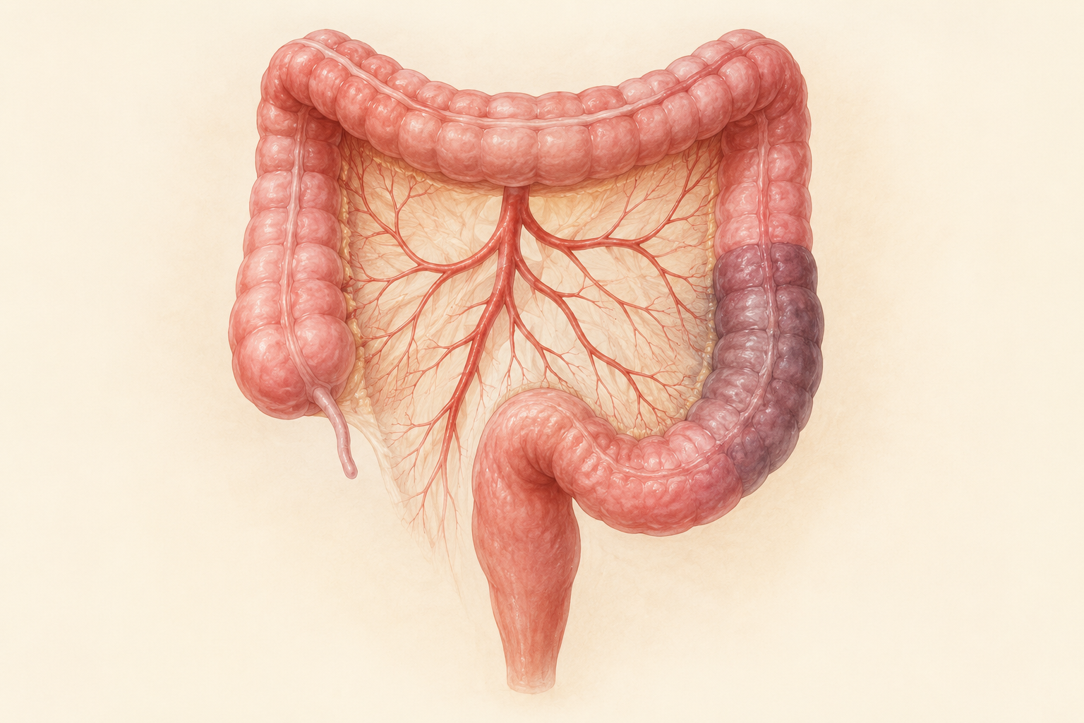 Medical atlas illustration of ischemic colitis